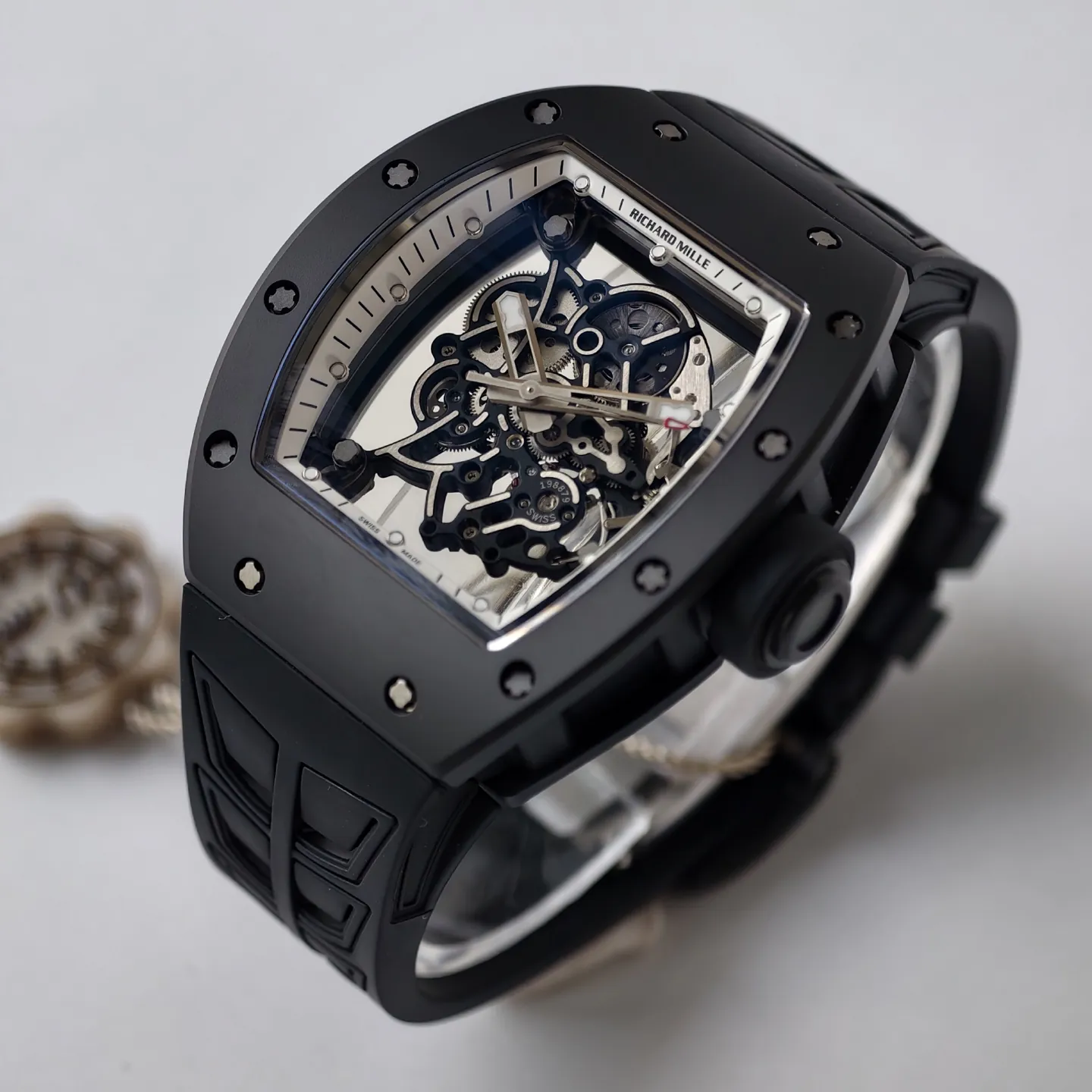 UMI Richard Mille RM 055 Bubba Watson Black Ceramic White Flange Replica Watch