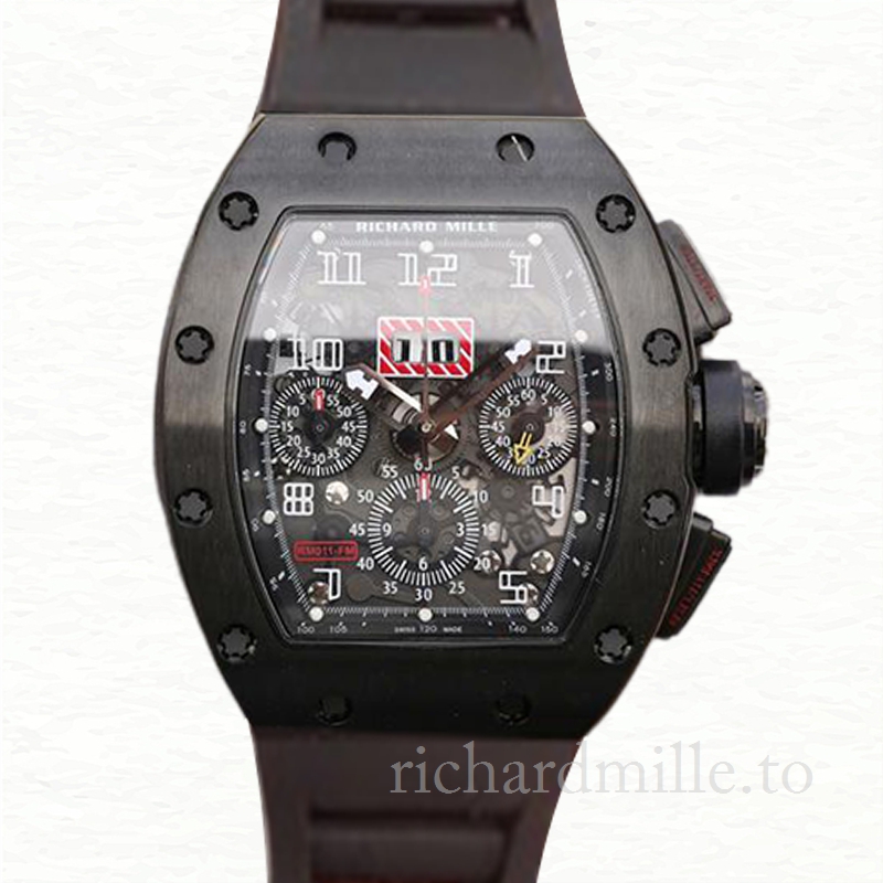 Richard Mille RM011 Automatic Men Rubber Band Watch Transparent Dial