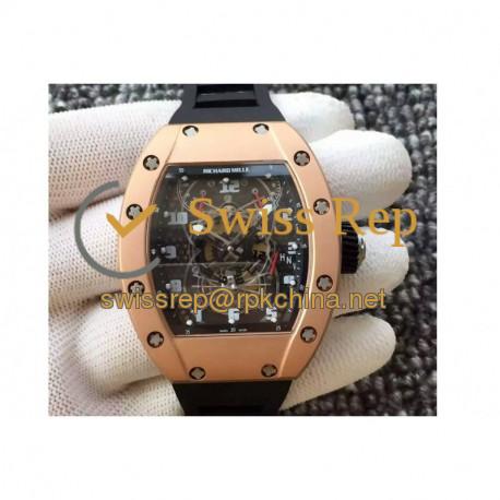 RM022 Aerodyne Dual Time Zone Rose Gold Skeleton Dial M9015