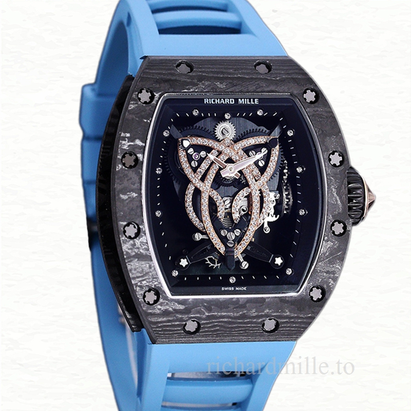 Richard Mille RM 019 Men Automatic Carbon Fiber Watch Transparent Dial