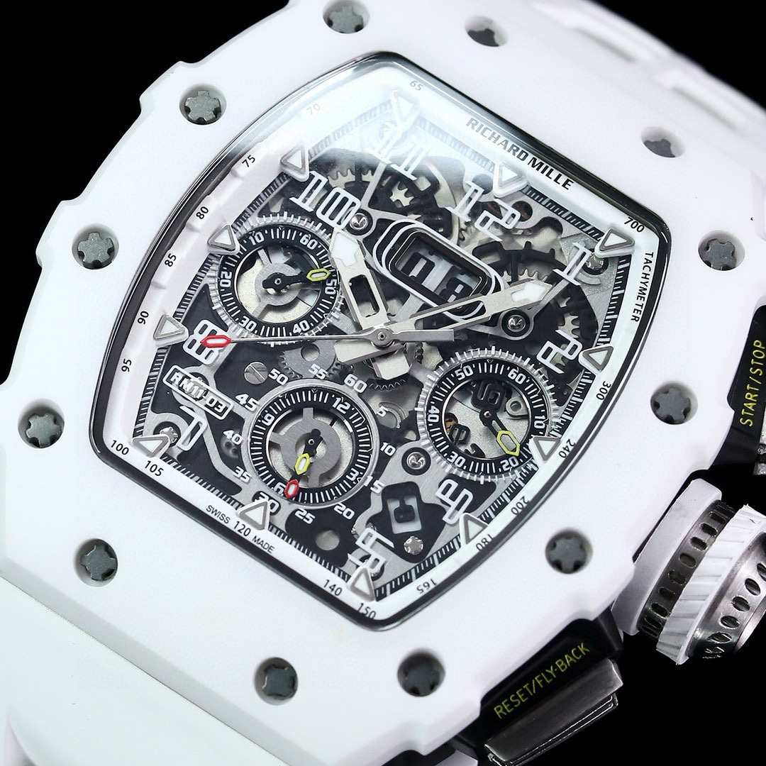 Luxury Richard Mille RM 11-03 Replica Watch | Swiss Movement | Titanium & White Ceramic | Skeleton Sport Design