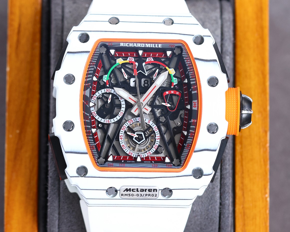 Replica Richard Mille RM50-03 Super Clone Chronograph Mechanical Watch - White Carbon Fiber Case