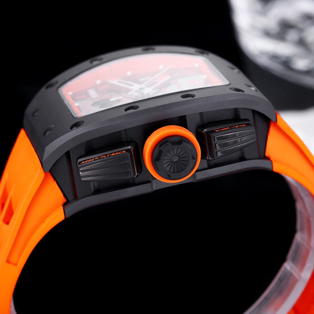Best Richard Mille RM 011-FM Replica Felipe Massa Orange Storm Ceramic Men’s Watch – Orange Rubber Strap