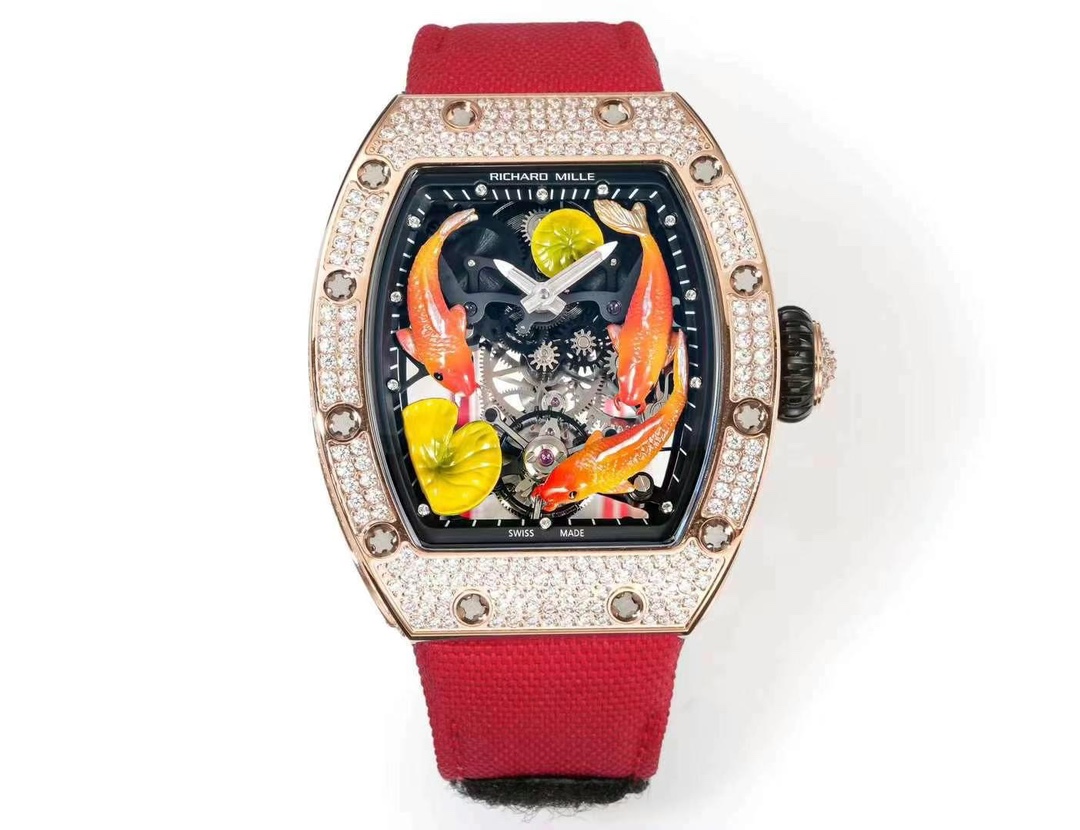 Replica RICHARD MILLE RM S10 Koi Tourbillon Watch with Rose Gold Case
