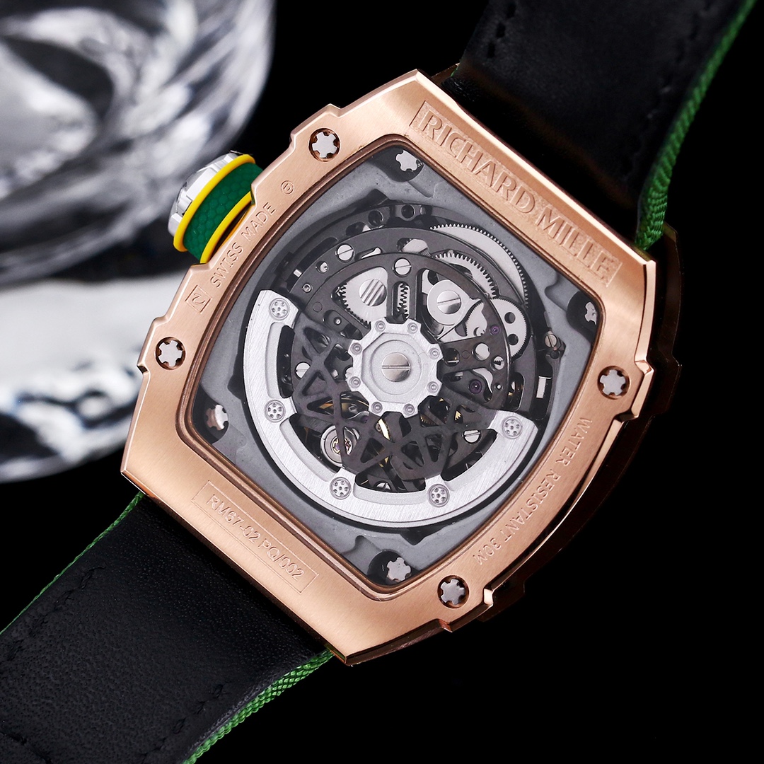 Richard Mille RM 67-02 Replica Green Strap Watch – Ultra-Lightweight Skeleton Dial, Swiss Movement, Premium Craftsmanship