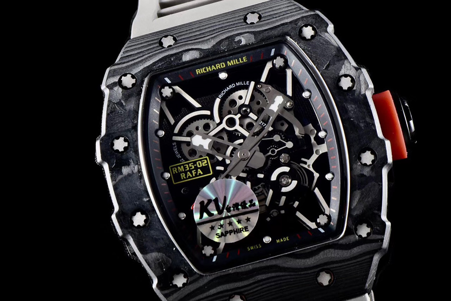 Richard Mille Replica RM 35 Grey Strap Imported Carbon Fiber Material Bezel