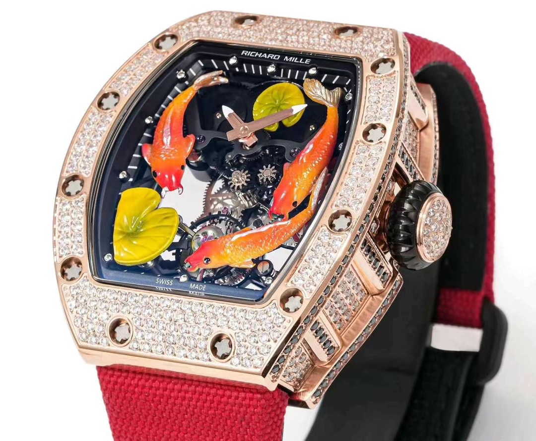 Replica RICHARD MILLE RM S10 Koi Tourbillon Watch with Rose Gold Case