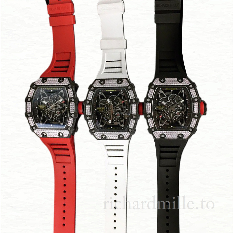 Richard Mille RM35-02 Mechanical Men Rubber Band Diamond Bezel Watch