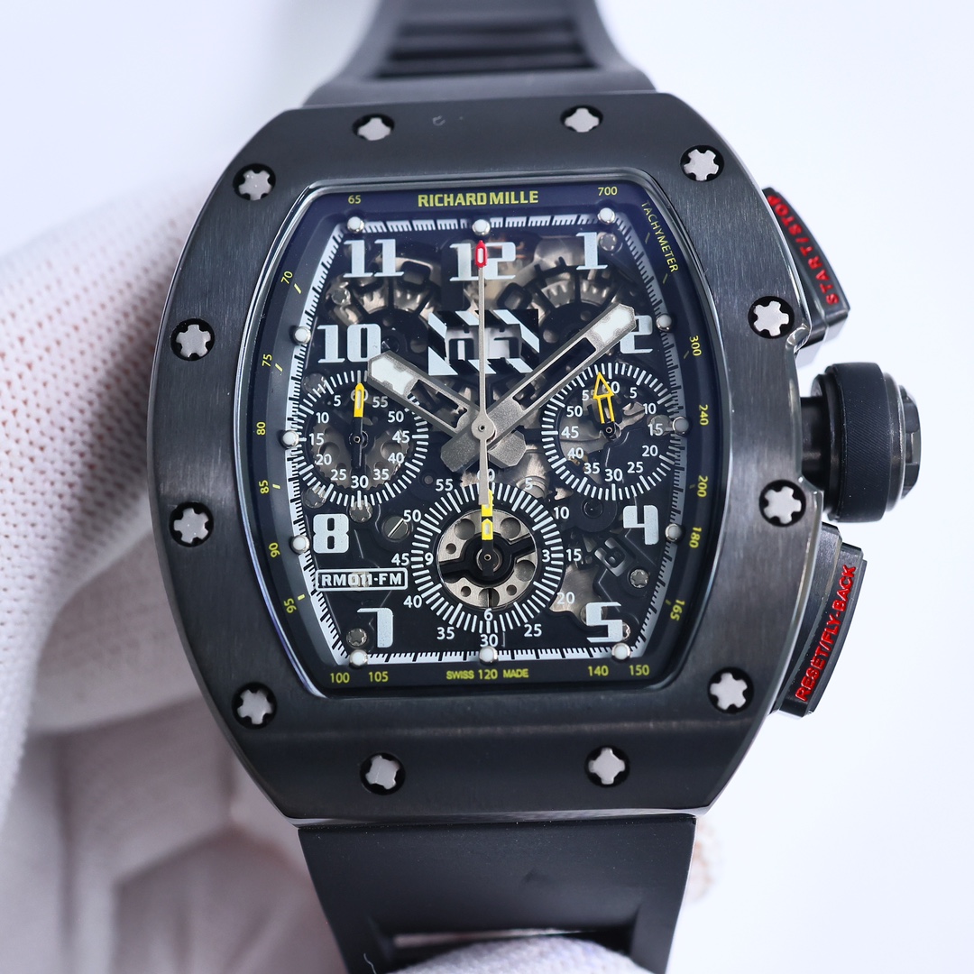 Swiss Richard Mille RM 011-FM Replica Men’s Sporty Watch – Black Rubber Strap