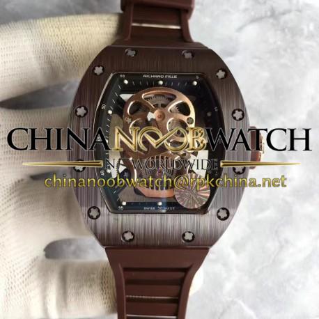 RM052 KVF Brown Ceramic &amp; Rose Gold Gold Skull Dial M6T51