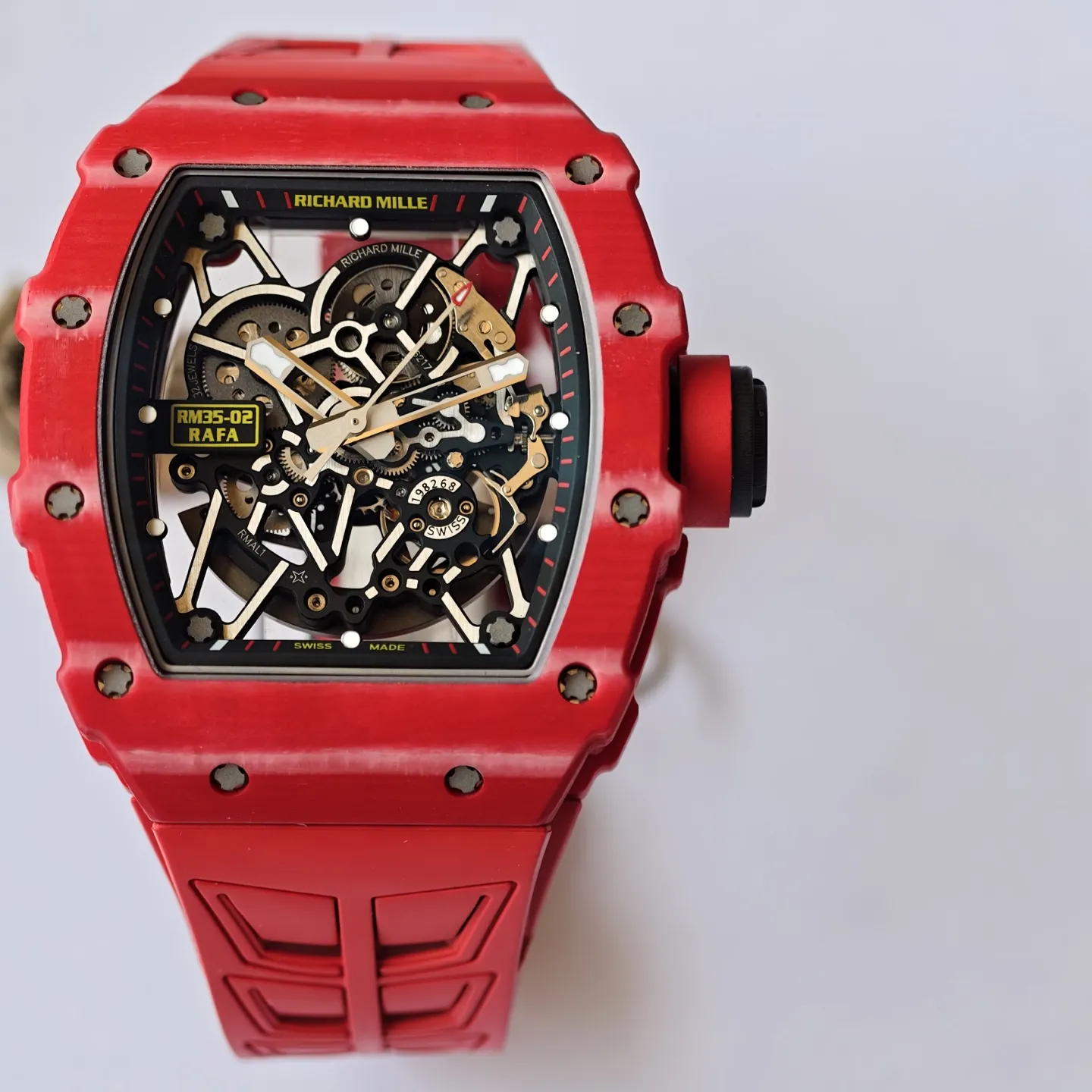 UMI RM 35-02 Rafael Nadal Red Quartz TPT Case Red Rubber Strap Replica Watch