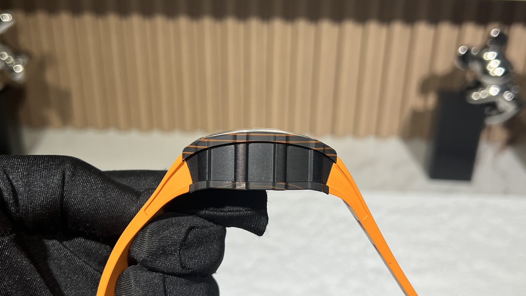 Swiss Replica Richard Mille RM 11-03 McLaren Watch – Carbon Fiber Skeleton Chronograph with Striking Orange Rubber Strap