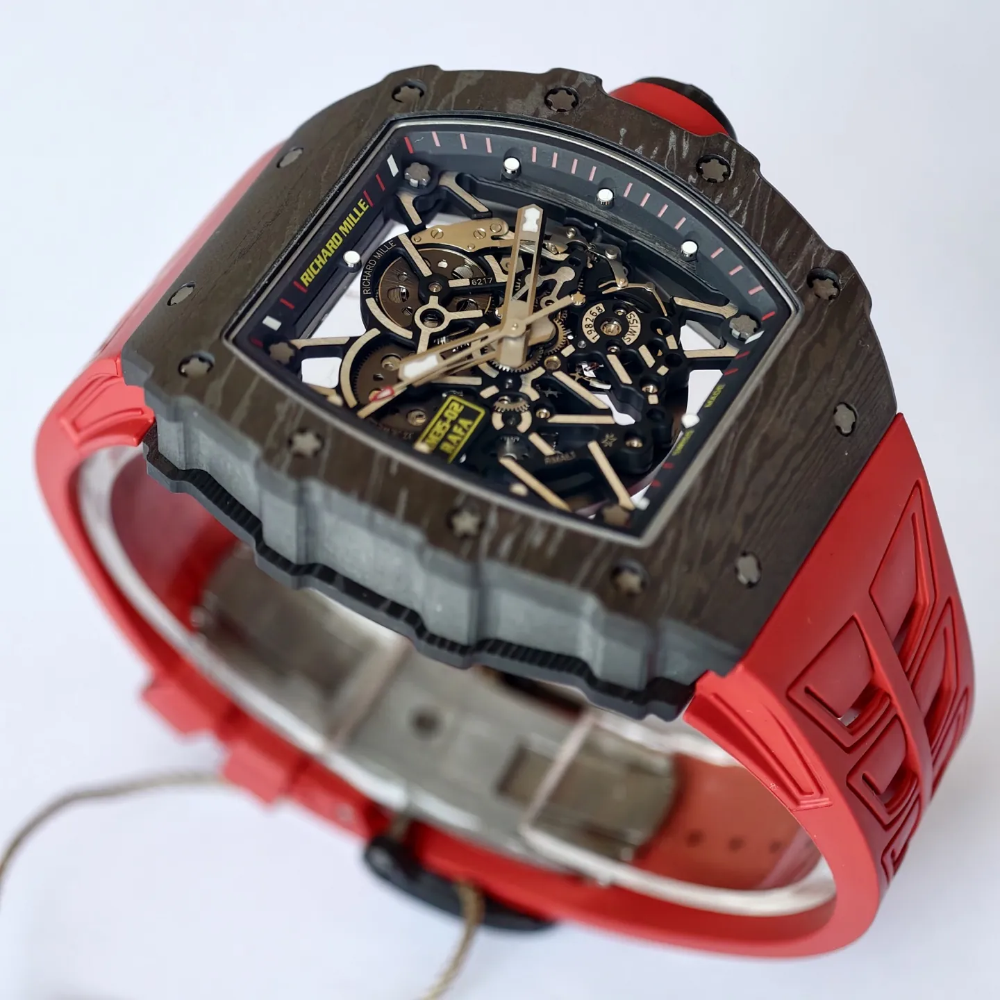UMI Richard Mille RM 35-02 Rafael Nadal Carbon TPT Super Clone Watch - Red Strap