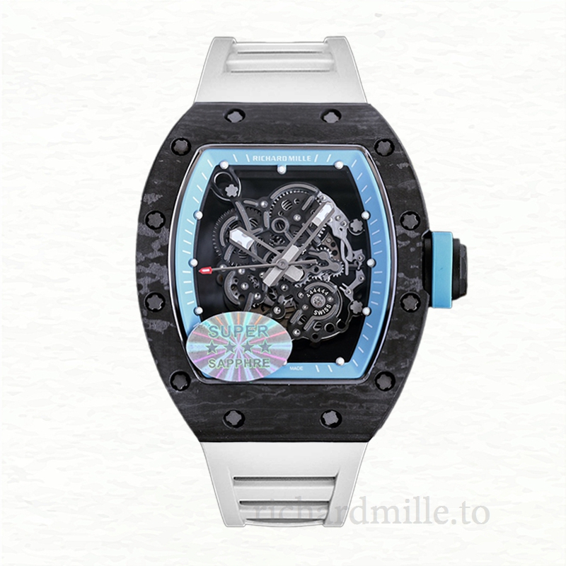 Richard Mille RM055 Automatic Men Rubber Band Dot Transparent Dial
