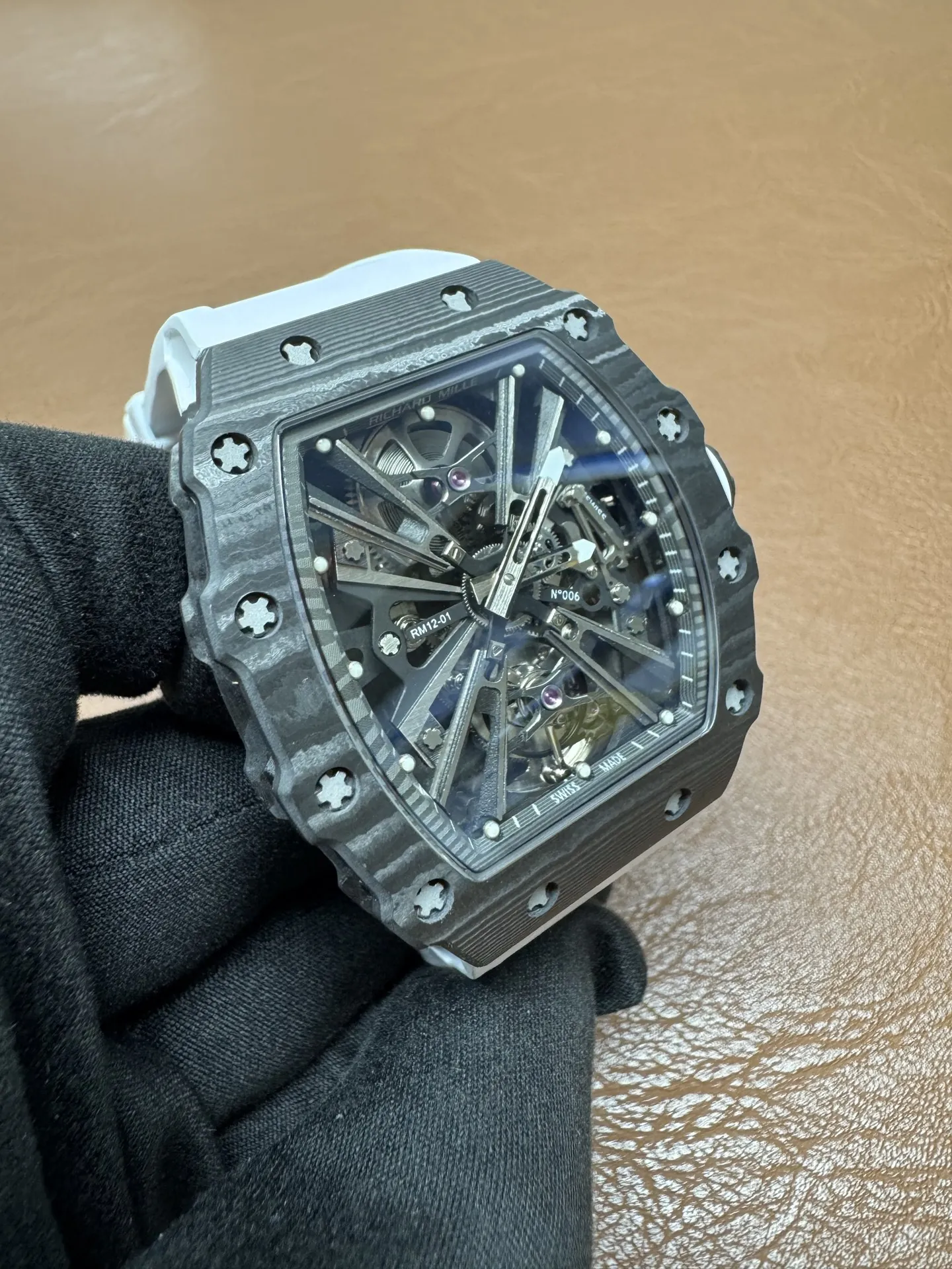 Replica Richard Mille RM 12-01 Black NTPT Carbon Fiber Tourbillon Watch