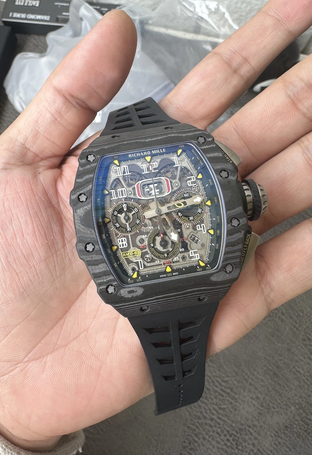 Super Clone RM11-03 Black Magic Richard Mille NTPT Carbon Fiber Full Skeleton 7750