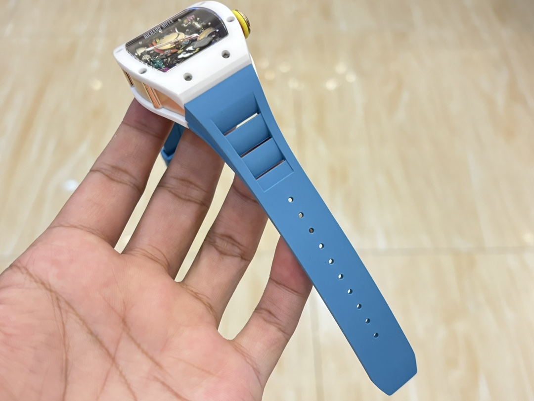 Richard Mille RM 88 Smiley Automatic Tourbillon Best Swiss Replica – 39mm White Ceramic Blue Strap