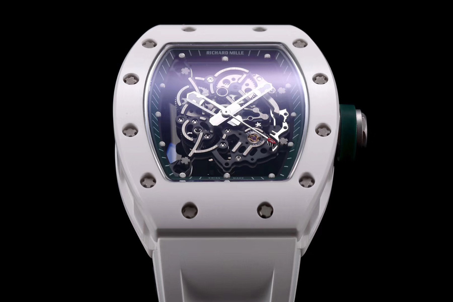 Richard Mille Replica RM 055 White Strap White Ceramic Material Case