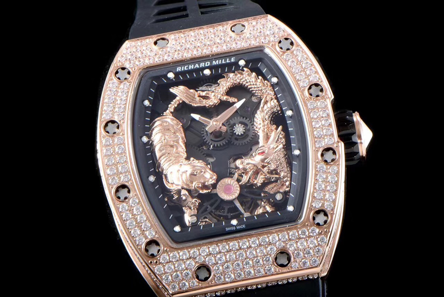 Richard Mille Replica RM 051 Black Strap Sapphire Mirror