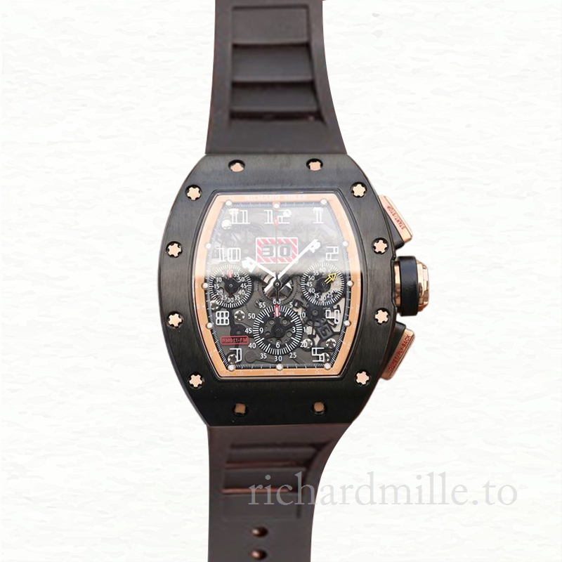 Richard Mille RM011 Men Automatic Watch Rubber Band Transparent Dial