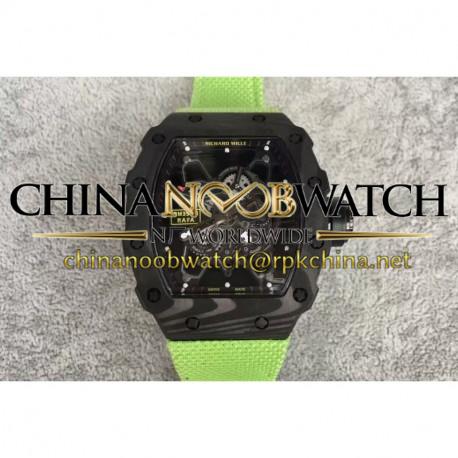 RM35-01 Rafael Nadal Forged Carbon Skeleton Black Dial Green Nylon M9015