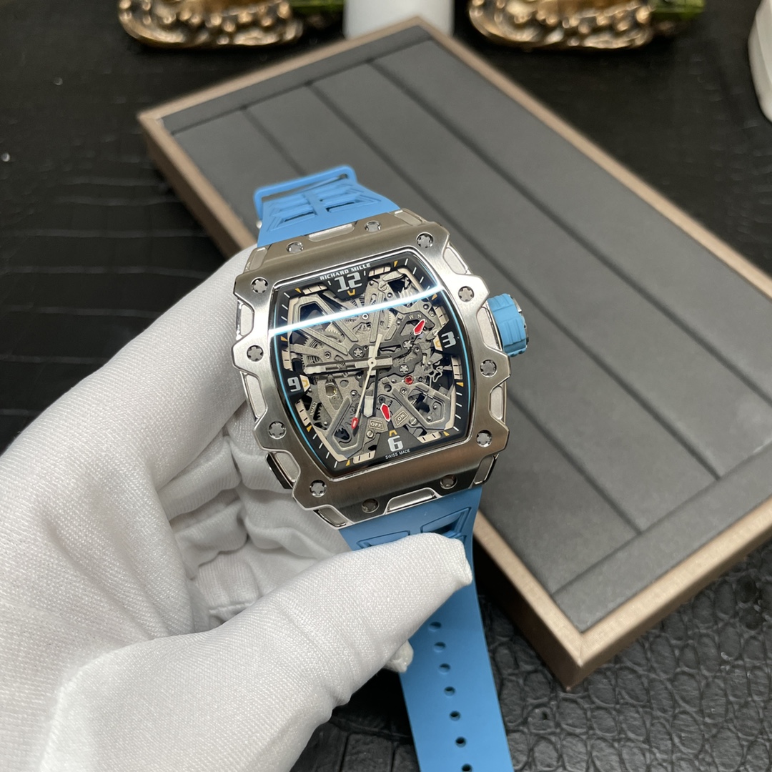 Luxury Replica Richard Mille RM 35-03 Rafael Nadal Skeleton Dial Blue Strap Watch For Men