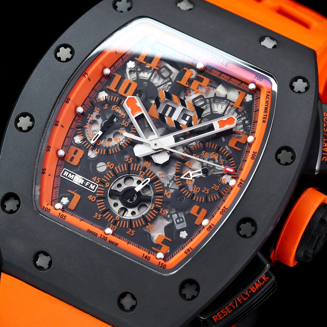 Best Richard Mille RM 011-FM Replica Felipe Massa Orange Storm Ceramic Men’s Watch – Orange Rubber Strap