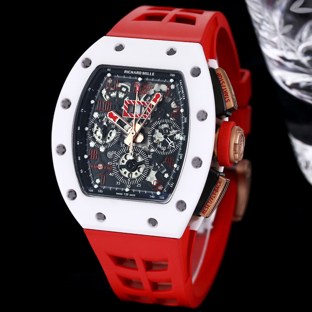 Luxury Swiss Replica Richard Mille RM 011 Felipe Massa White Demon Watch With Red Rubber Strap – Ultimate Precision & Bold Design