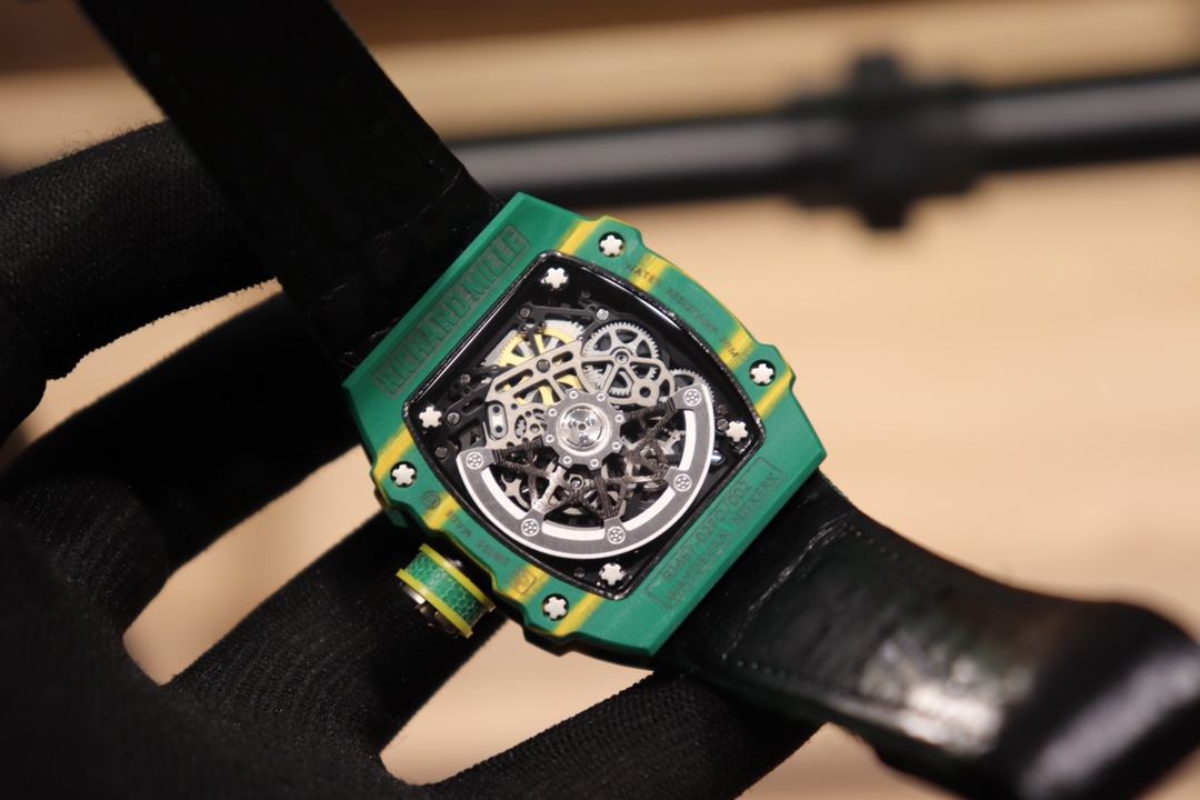 Best Replica Richard Mille RM 67-02 Skeleton Dial Watch With Green Fabric Strap