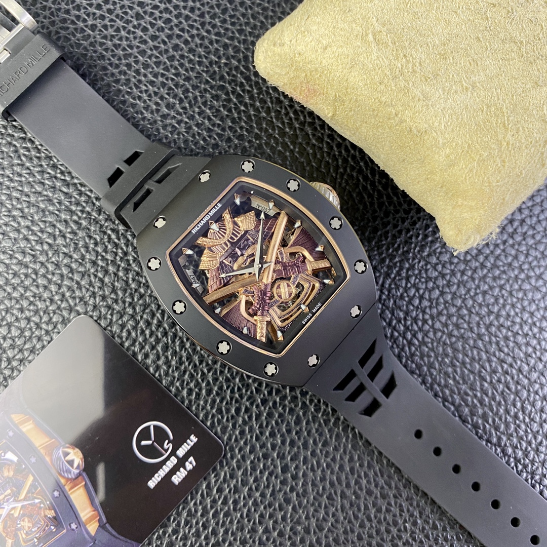 Best Swiss RM47 Black Samurai Tourbillon Replica Watch