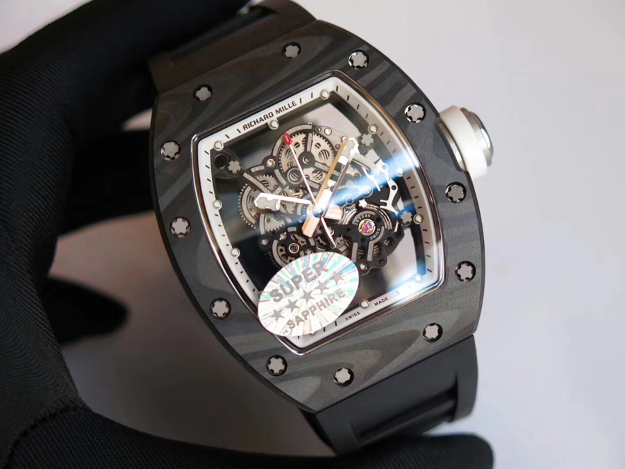 Richard Mille Replica RM 055 Black Rubber Strap White Inner Shadow