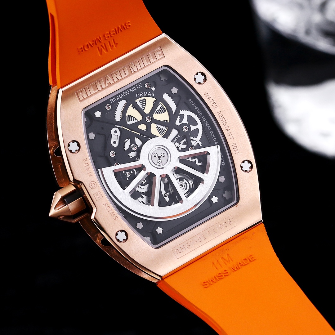 Premium Luxury Richard Mille RM 67-01 Replica Watch – Skeleton Dial, Swiss Movement, Bold Orange Strap