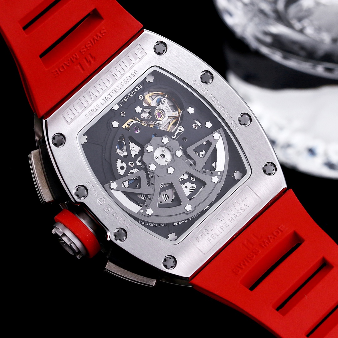 Richard Mille RM 011-FM Replica – Red Rubber Strap &amp; Precision Swiss Movement For Elite Style