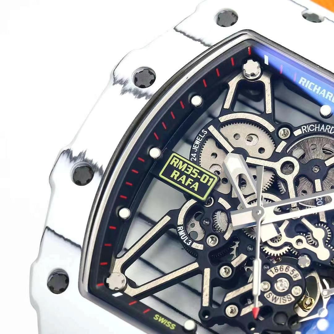 Swiss Richard Mille RM 35-01 Rafael Nadal Replica Watch – White NTPT Carbon Case
