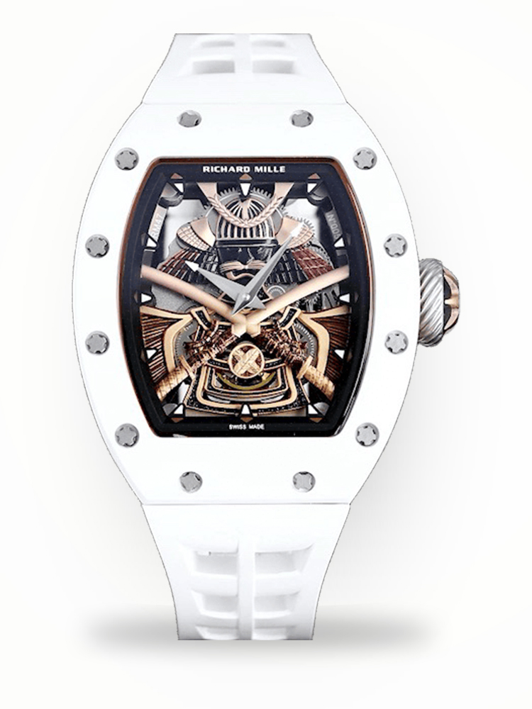 Swiss Replica Richard Mille RM 047 Samurai Skeleton Tourbillon Watch With White Rubber Strap – Exquisite Design