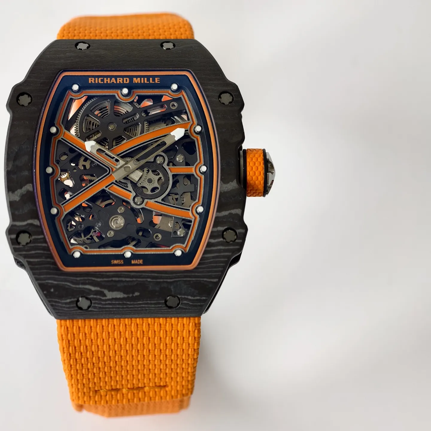 UMI Richard Mille RM 67-02 McLaren Lando Norris Black Carbon TPT Orange Fabric Strap Replica Watch