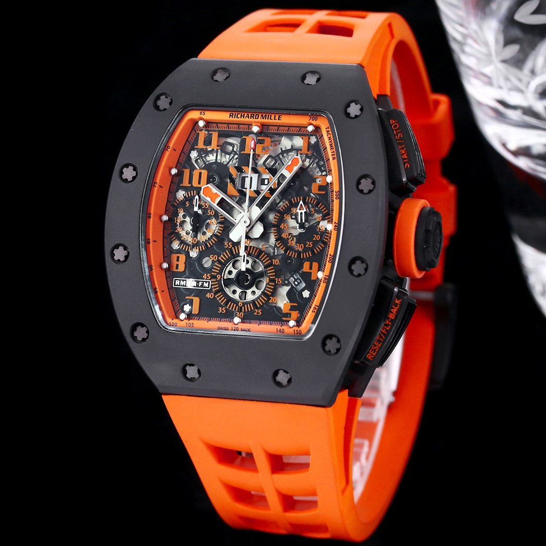 Best Richard Mille RM 011-FM Replica Felipe Massa Orange Storm Ceramic Men’s Watch – Orange Rubber Strap