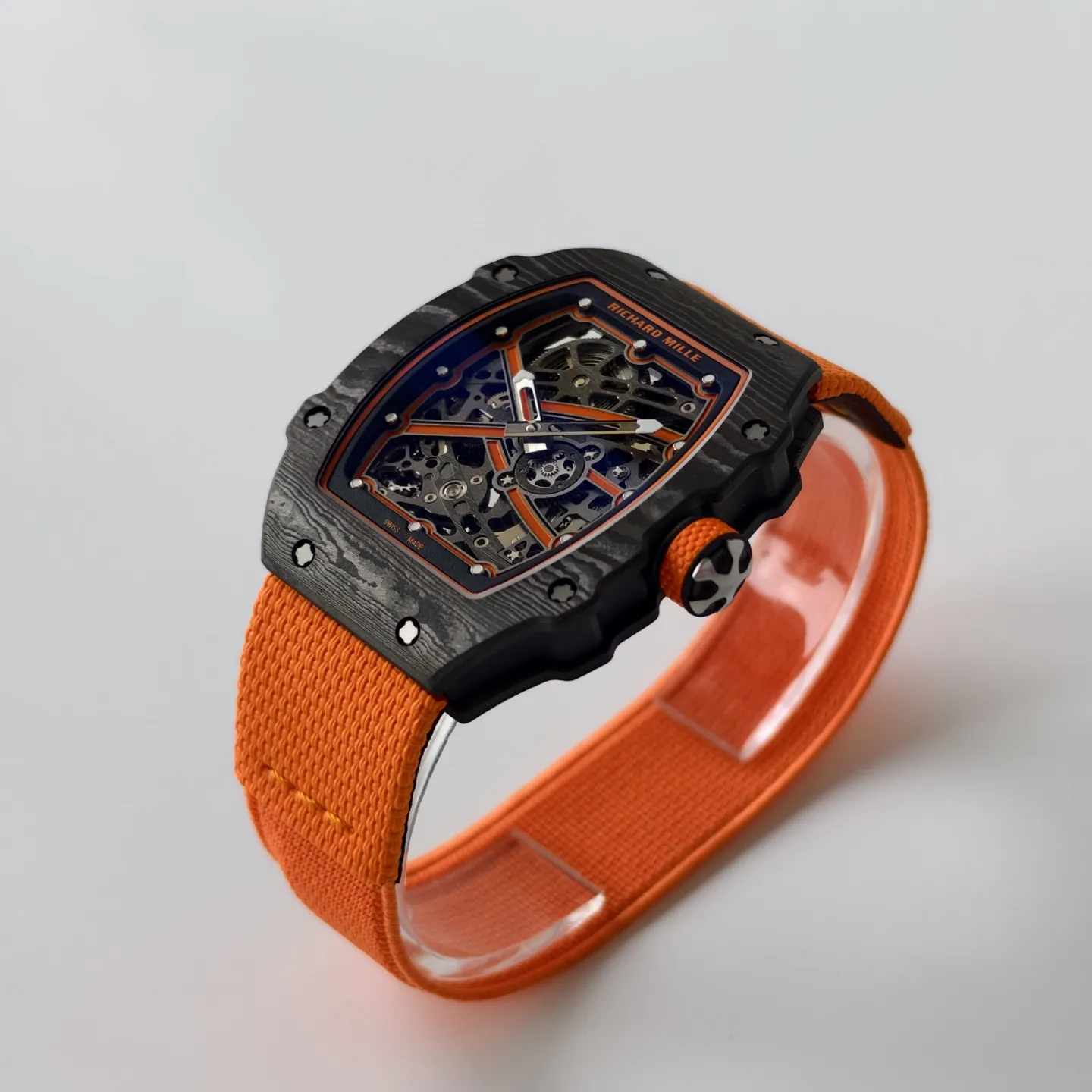 UMI Richard Mille RM 67-02 McLaren Lando Norris Black Carbon TPT Orange Fabric Strap Replica Watch