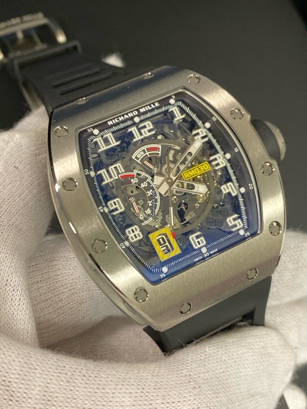 Richard Mille RM 030 Titanium on Black Rubber with Grey Skeleton