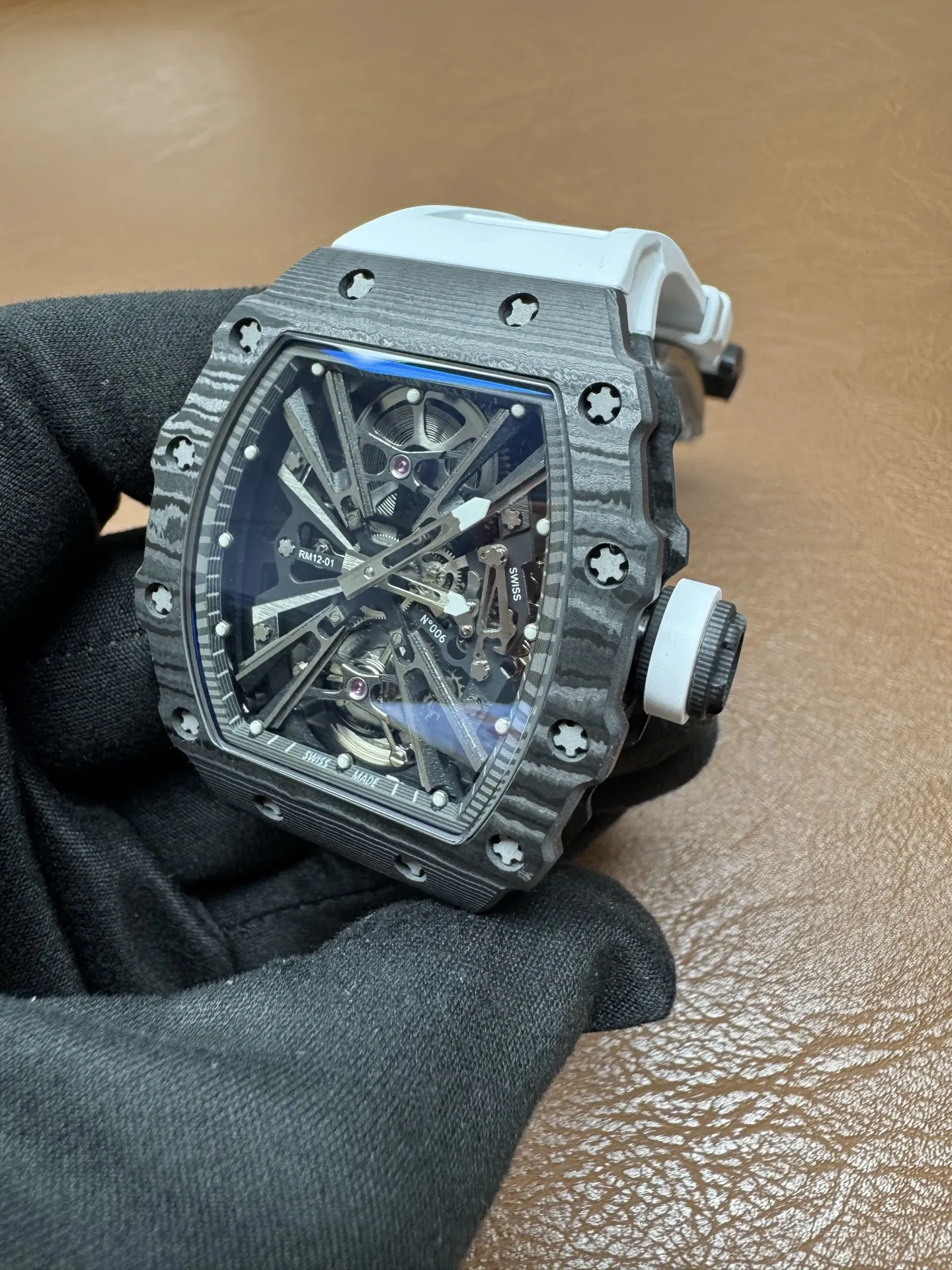 Replica Richard Mille RM 12-01 Black NTPT Carbon Fiber Tourbillon Watch