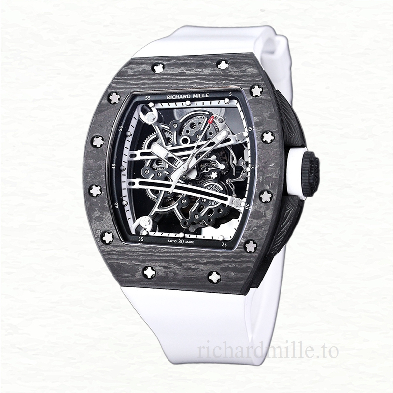 Richard Mille RM 61-01 Automatic Men Carbon Fiber Transparent Dial Rubber Band
