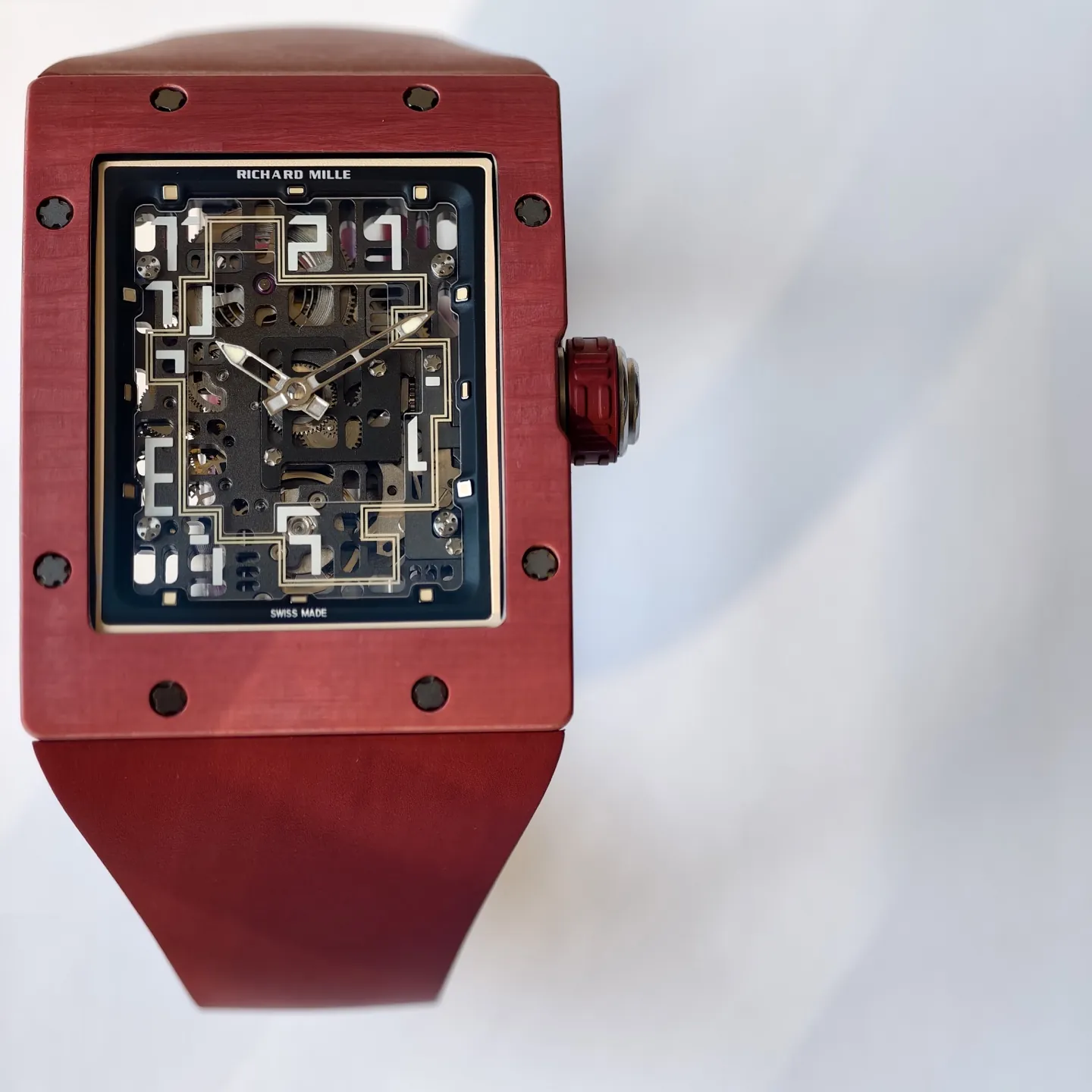 UMI Richard Mille RM 16-02 Terracotta Quartz TPT Skeleton Red Rubber Strap Replica Watch