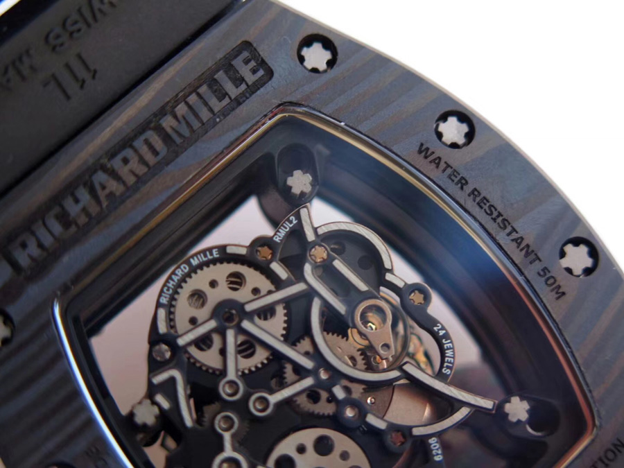 Richard Mille Replica RM 055 Black Rubber Strap White Inner Shadow