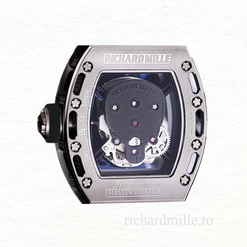Richard Mille RM 052 Men Automatic Stainless Steel Rubber Band Diamonds Skull Dial