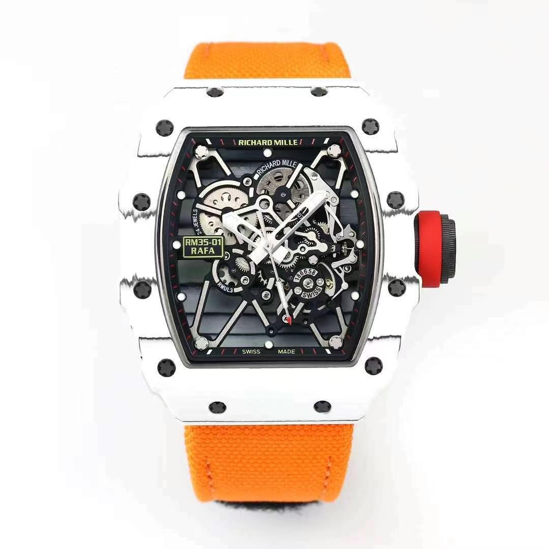 Swiss Richard Mille RM 35-01 Rafael Nadal Replica Watch – White NTPT Carbon Case