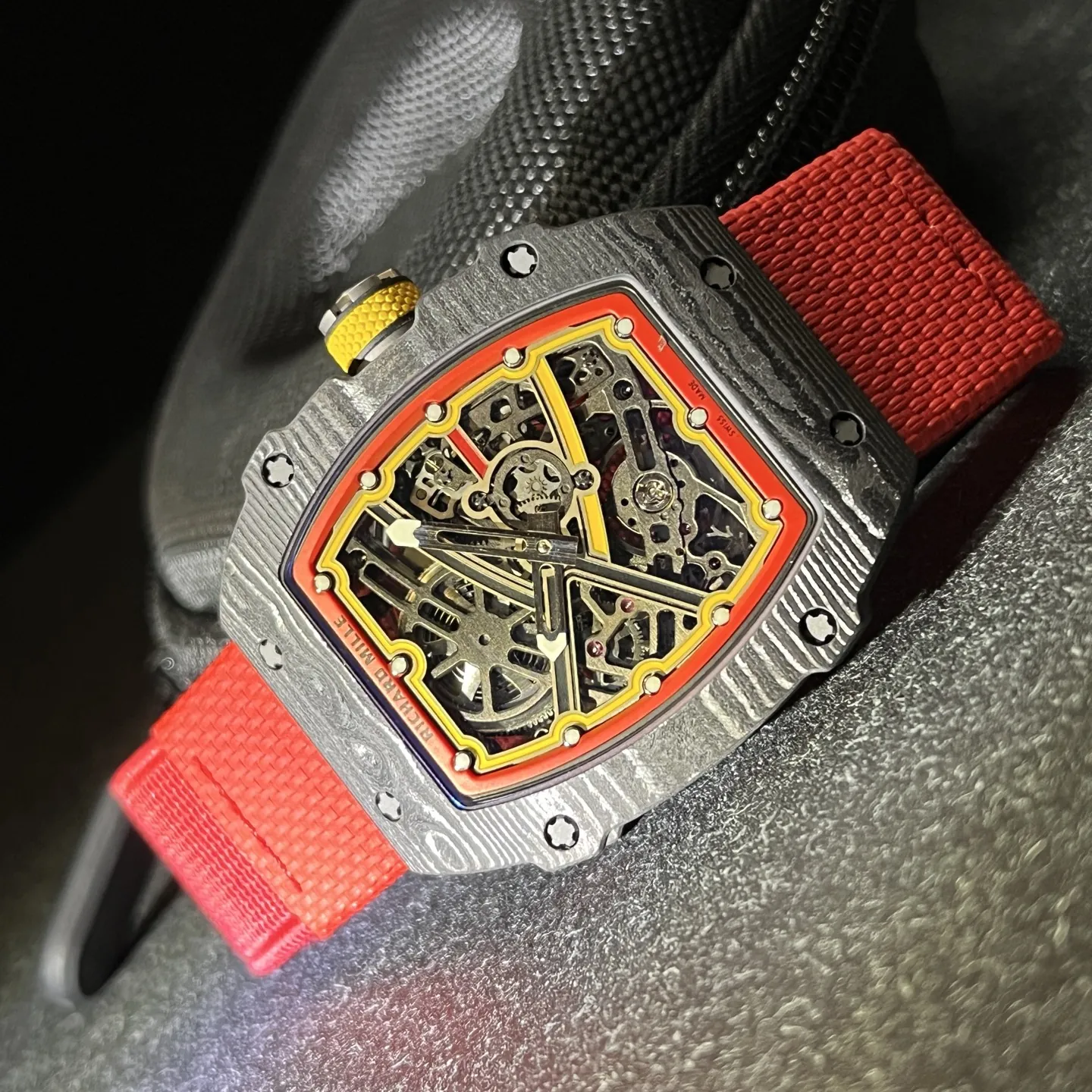 UMI RM 67-02 Alexander Zverev Skeleton Red Dial Red Strap Carbon Fiber Sports Replica Watch
