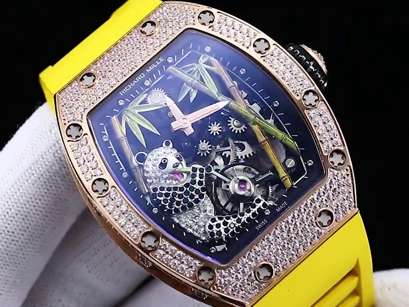 Luxury Richard Mille RM 26-01 Replica Panda – Swiss Tourbillon Watch With Premium Skeleton Dial & Yellow Strap