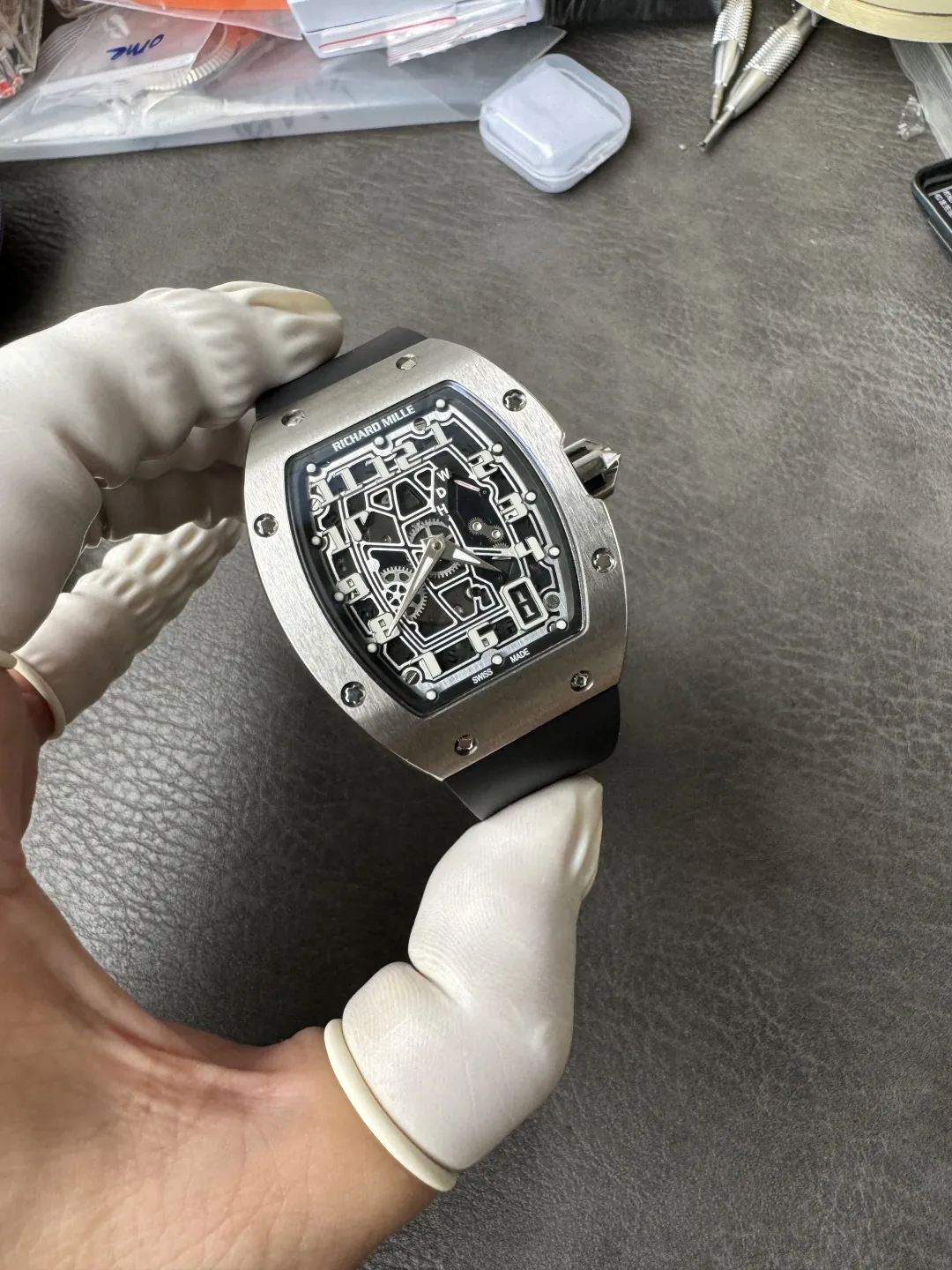 Richard Mille RM 67-01 Ultra Thin Titanium Skeleton Replica Watch Black Rubber