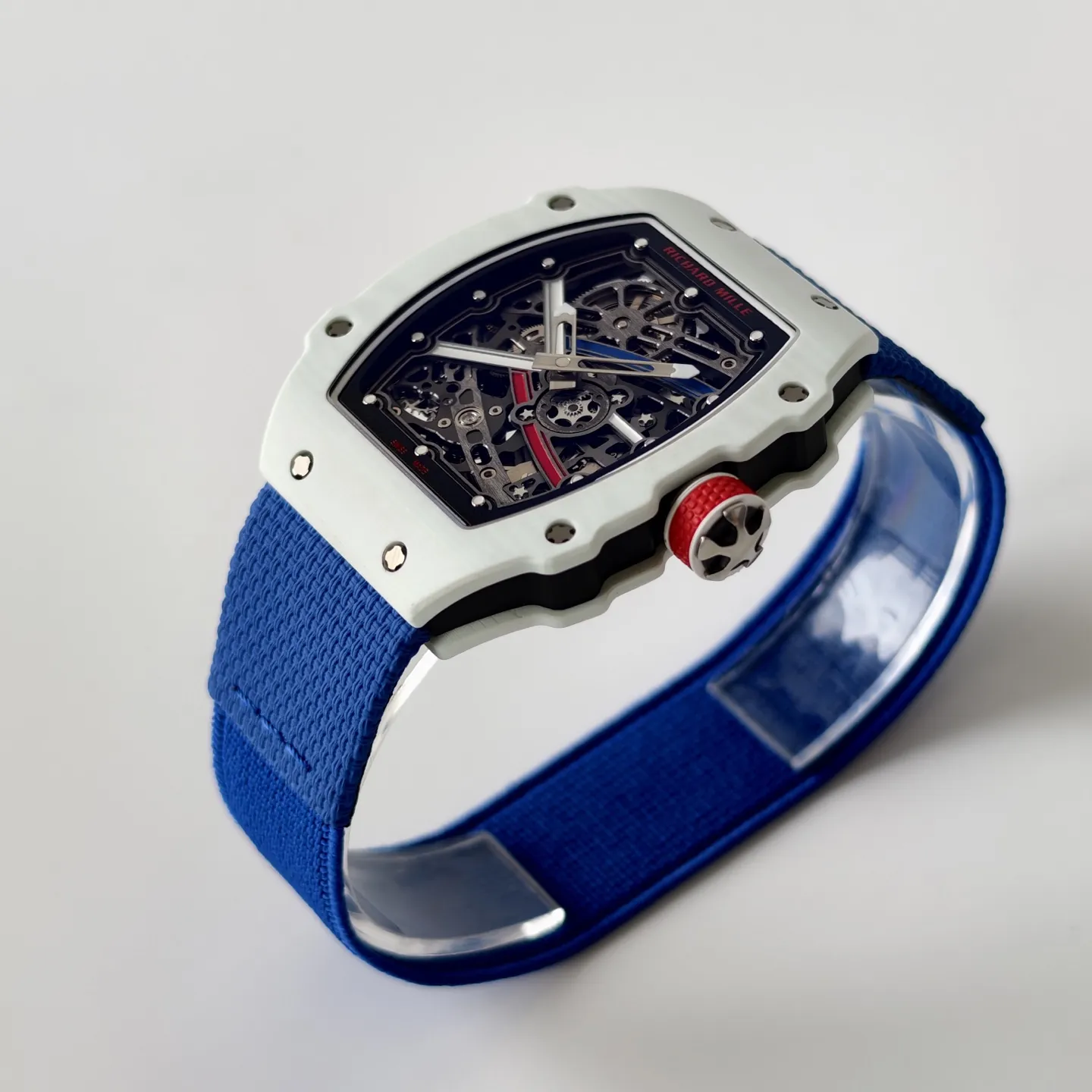 UMI Richard Mille RM 67-02 Alexis Pinturault White Quartz TPT Carbon Blue Strap Automatic Replica Watch