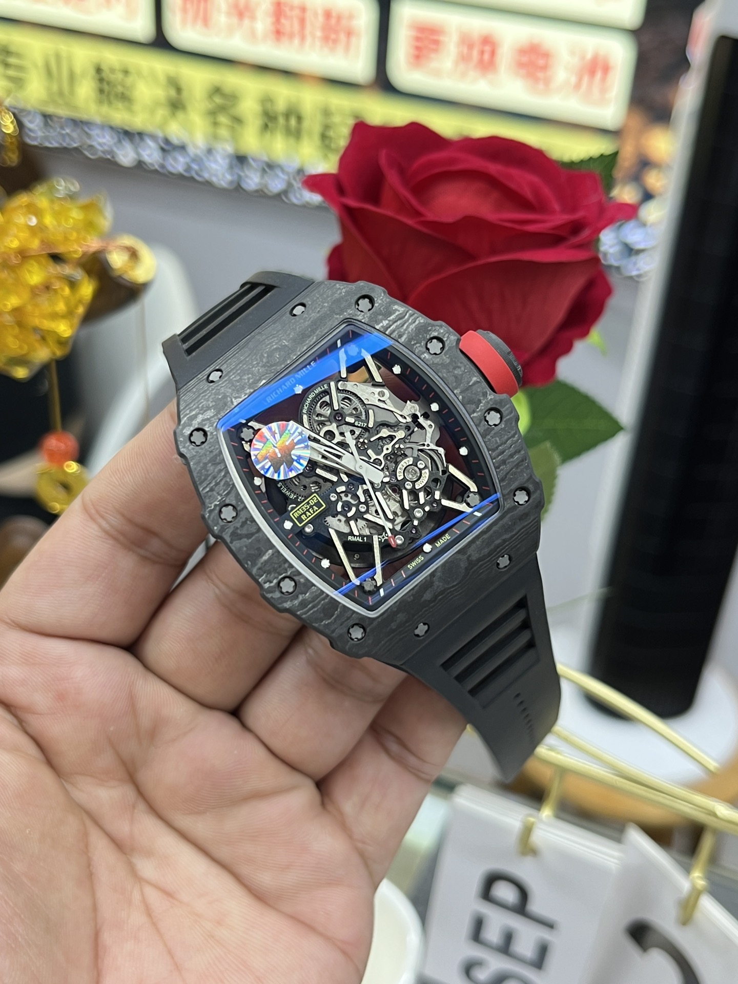 Best Richard Mille RM35-02 Carbon Fiber Skeleton Dial Swiss Replica Watch